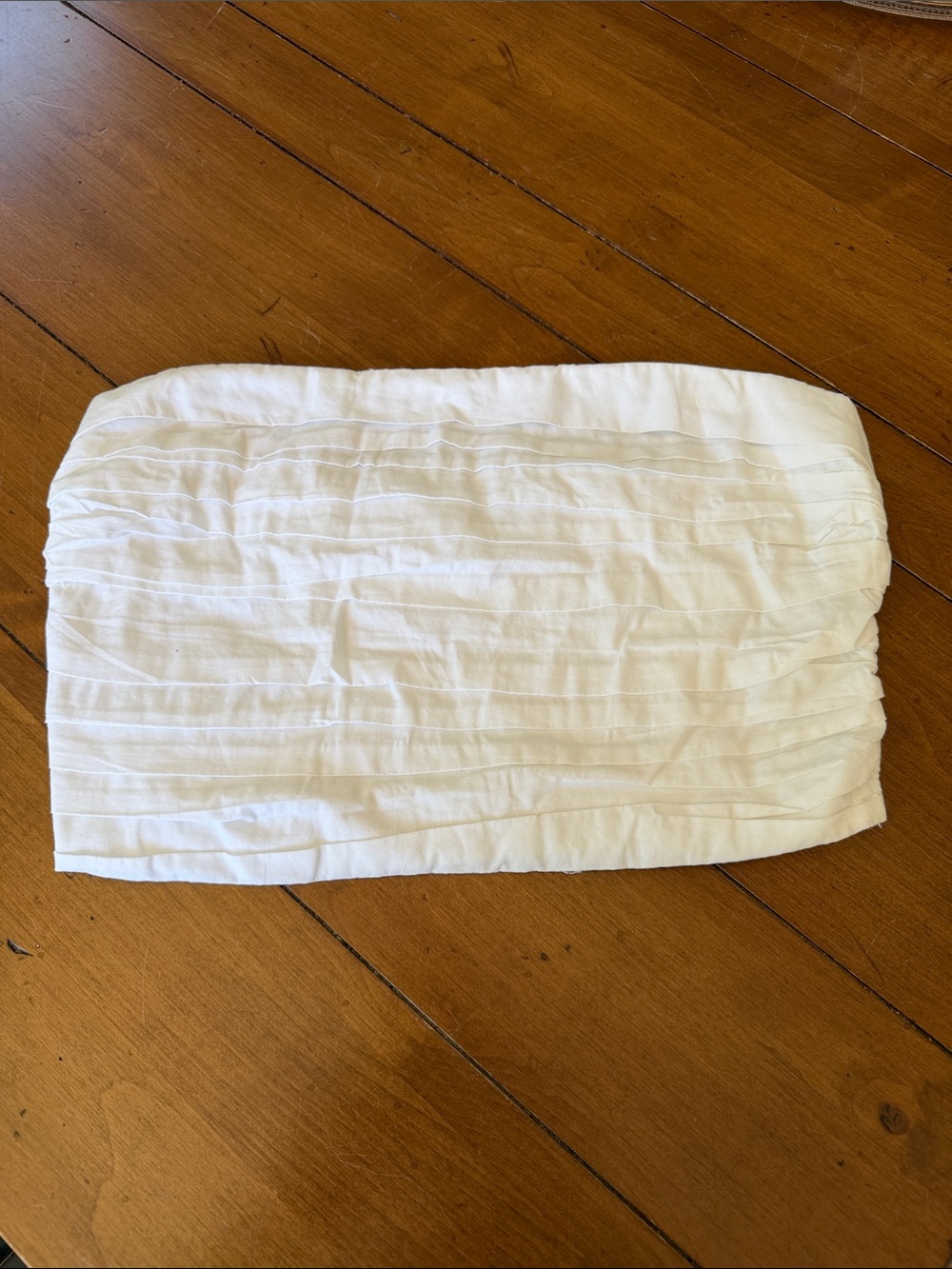 Abercrombie & Fitch White Ruched Strapless Crop Top